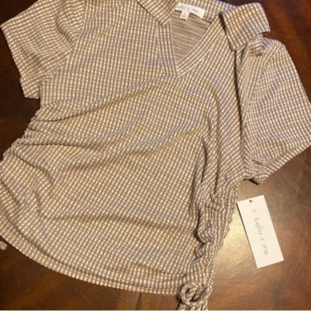 Taupe Striped Polo Shirt by